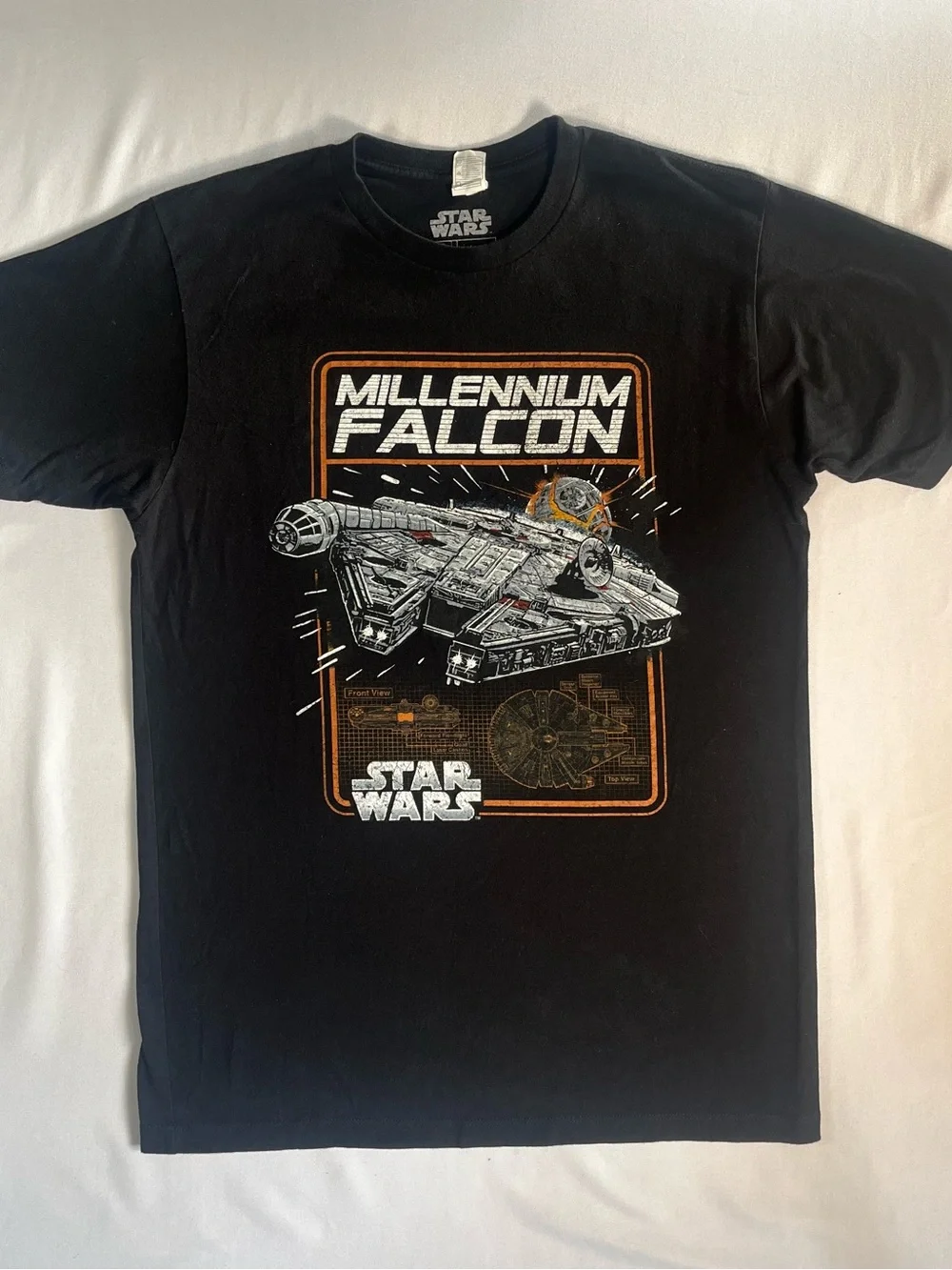 Star Wars Black Tee with Millennium Falcon and Orange Accents 0006